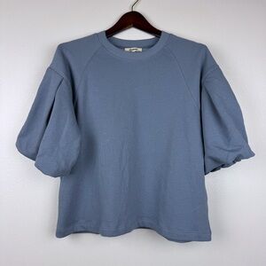 Madewell Blue Puff Sleeve Sweatshirt